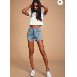 Levi’s rib cage high waist denim shorts